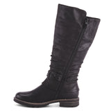 Kabuta Mid-Calf Stylish Vegan Leather Boot in Black
