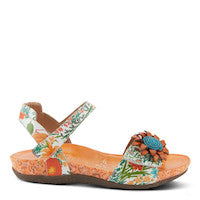 Gladystee Leather Ankle Strap in Orange Multi