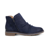 Mila Ruched Zipper Boot in Navy