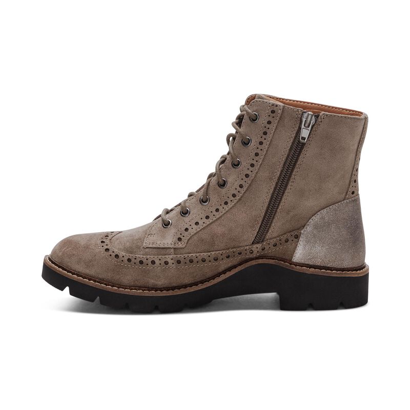 Margot Brogue Lace-Up Boot in Taupe