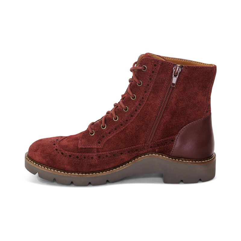 Margot Brogue Lace-Up Boot in Dark Red