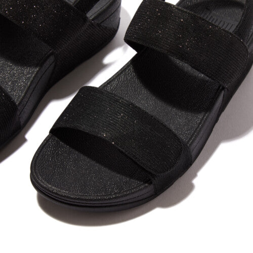 Lulu Adjustable Back Strap Sandal in Shimmerlux Black