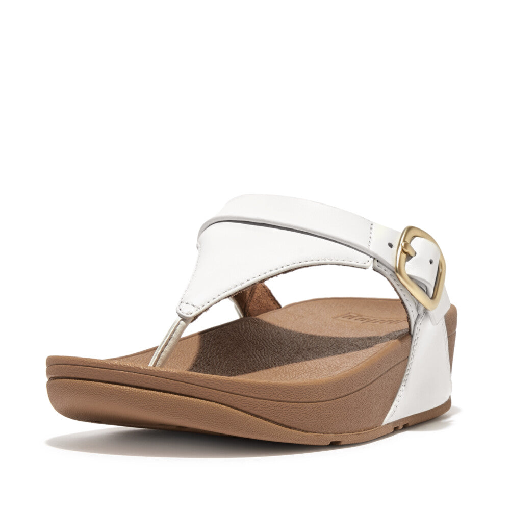 Lulu Toe Post Buckle Sandal in White Leather