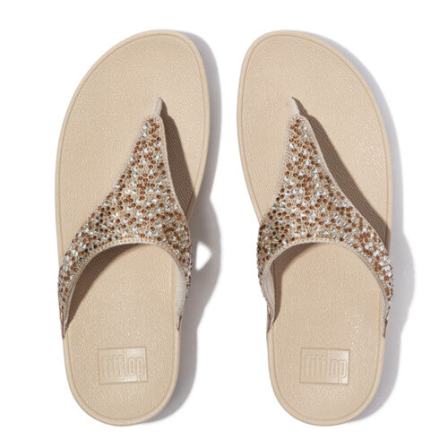 Lulu Toe Post Crystal Mix Metallic in Platino
