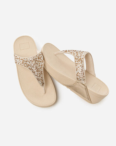Lulu Toe Post Crystal Mix Metallic in Platino
