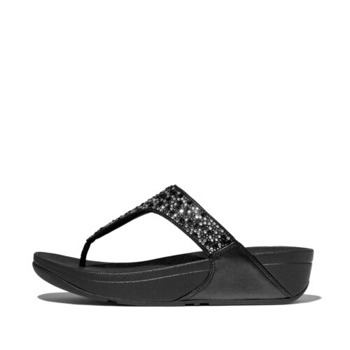 Lulu Toe Post Crystal Mix Metallic in Black