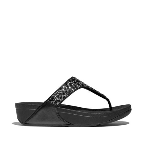 Lulu Toe Post Crystal Mix Metallic in Black