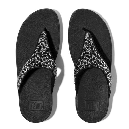 Lulu Toe Post Crystal Mix Metallic in Black