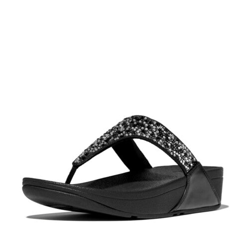 Lulu Toe Post Crystal Mix Metallic in Black