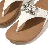Lulu Jewel Deluxe Toe Post  Sandal in White Leather