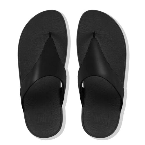 Lulu Toe Post Sandal in Black Leather