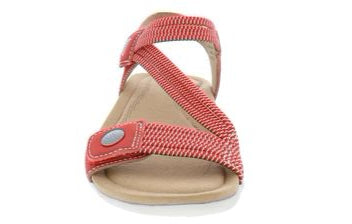 Luna Leather and Stretch Z Strap Sandal In Red