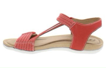 Luna Leather and Stretch Z Strap Sandal In Red