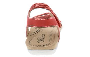 Luna Leather and Stretch Z Strap Sandal In Red