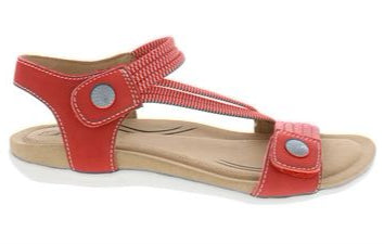 Luna Leather and Stretch Z Strap Sandal In Red