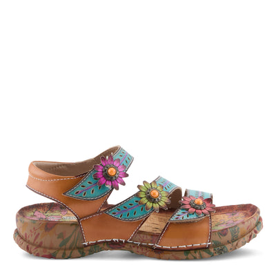 Anewtrio Hand Painted Strappy Sandal in Turquoise Multi