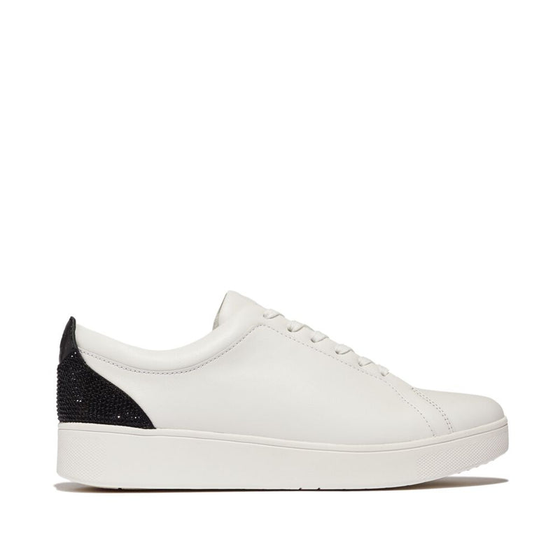 Rally Crystal Backtab Leather Sneaker In Black