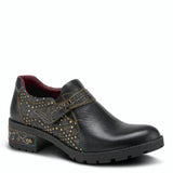 Magda Hook and Loop Leather Low Boot in Black Multi CLOSEOUTS