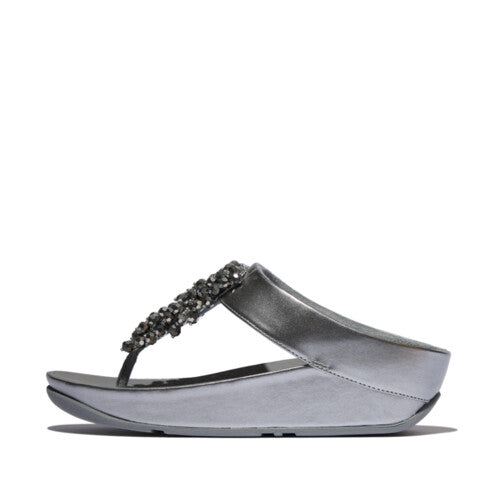 Rumba Iridescent Beaded Toe Post in Silvereen