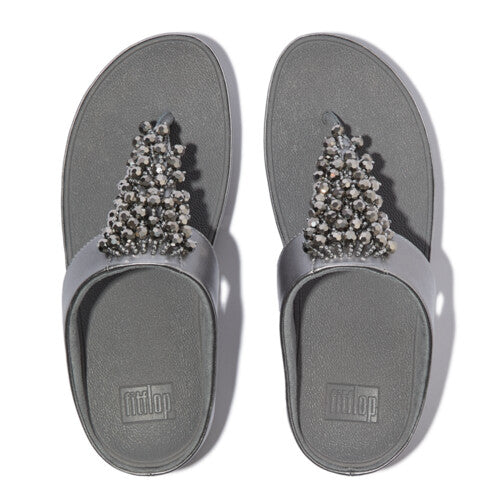 Rumba Iridescent Beaded Toe Post in Silvereen