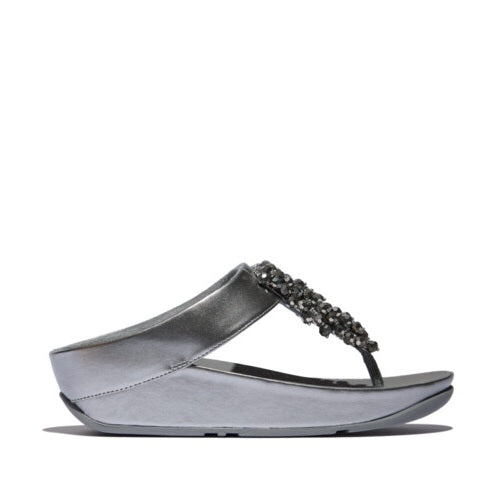 Rumba Iridescent Beaded Toe Post in Silvereen