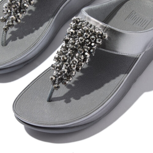 Rumba Iridescent Beaded Toe Post in Silvereen
