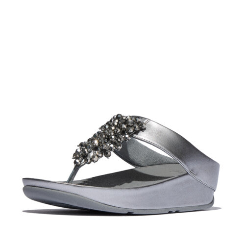 Rumba Iridescent Beaded Toe Post in Silvereen