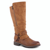 Kabuta Mid-Calf Stylish Vegan Leather Boot in Brown