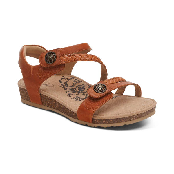 Jillian Braided Quarter Strap Sandal in Cognac