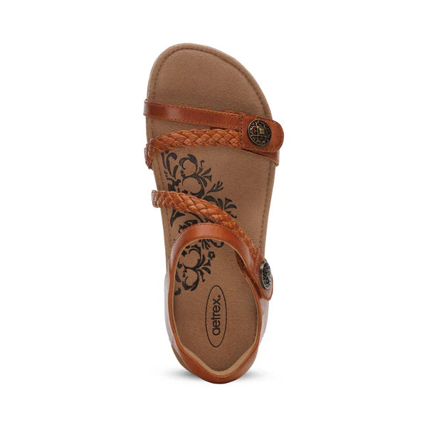 Jillian Braided Quarter Strap Sandal in Cognac