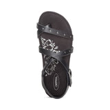 Lauren Strappy Studded Toe Loop Sandal in Black