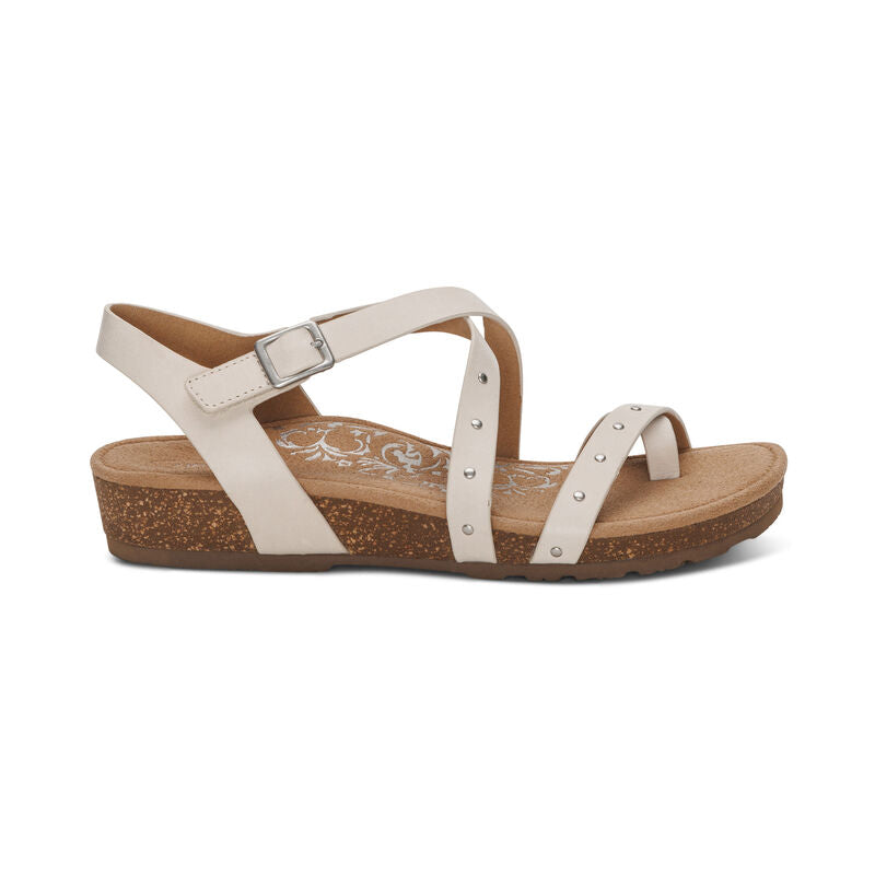 Lauren Strappy Studded Toe Loop Sandal in Ivory