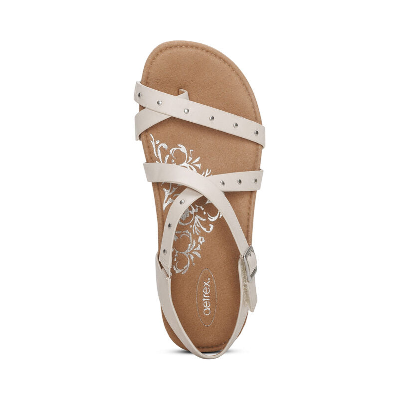 Lauren Strappy Studded Toe Loop Sandal in Ivory