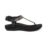 Marni Toe Post Walking Sandal in Black Sparkle
