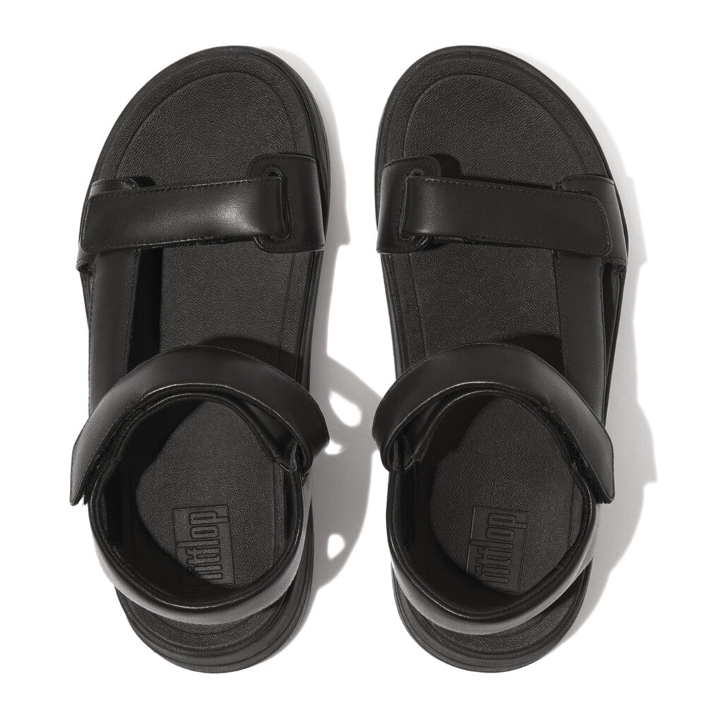 Surff Adjustable Leather Sandal in Black