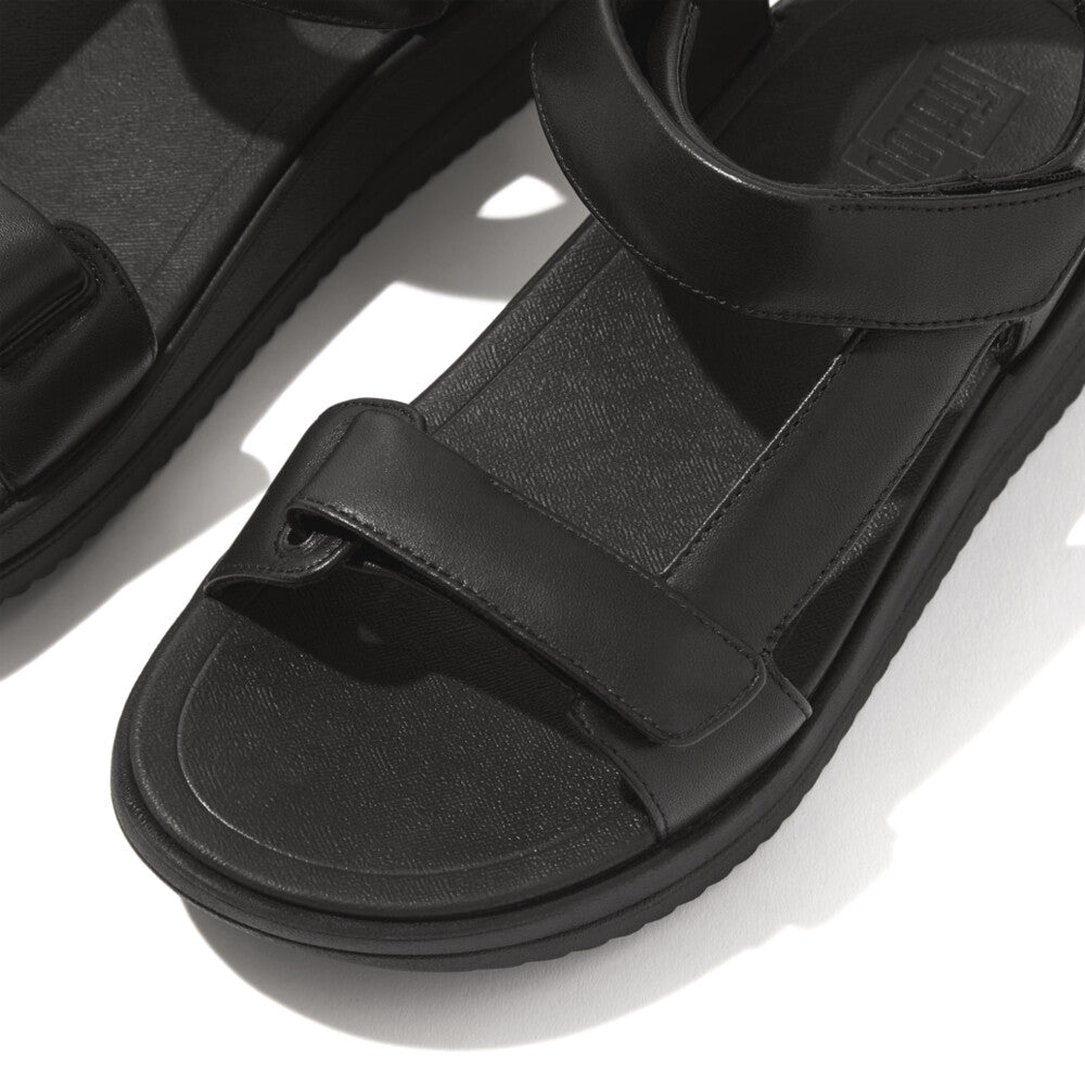 Surff Adjustable Leather Sandal in Black