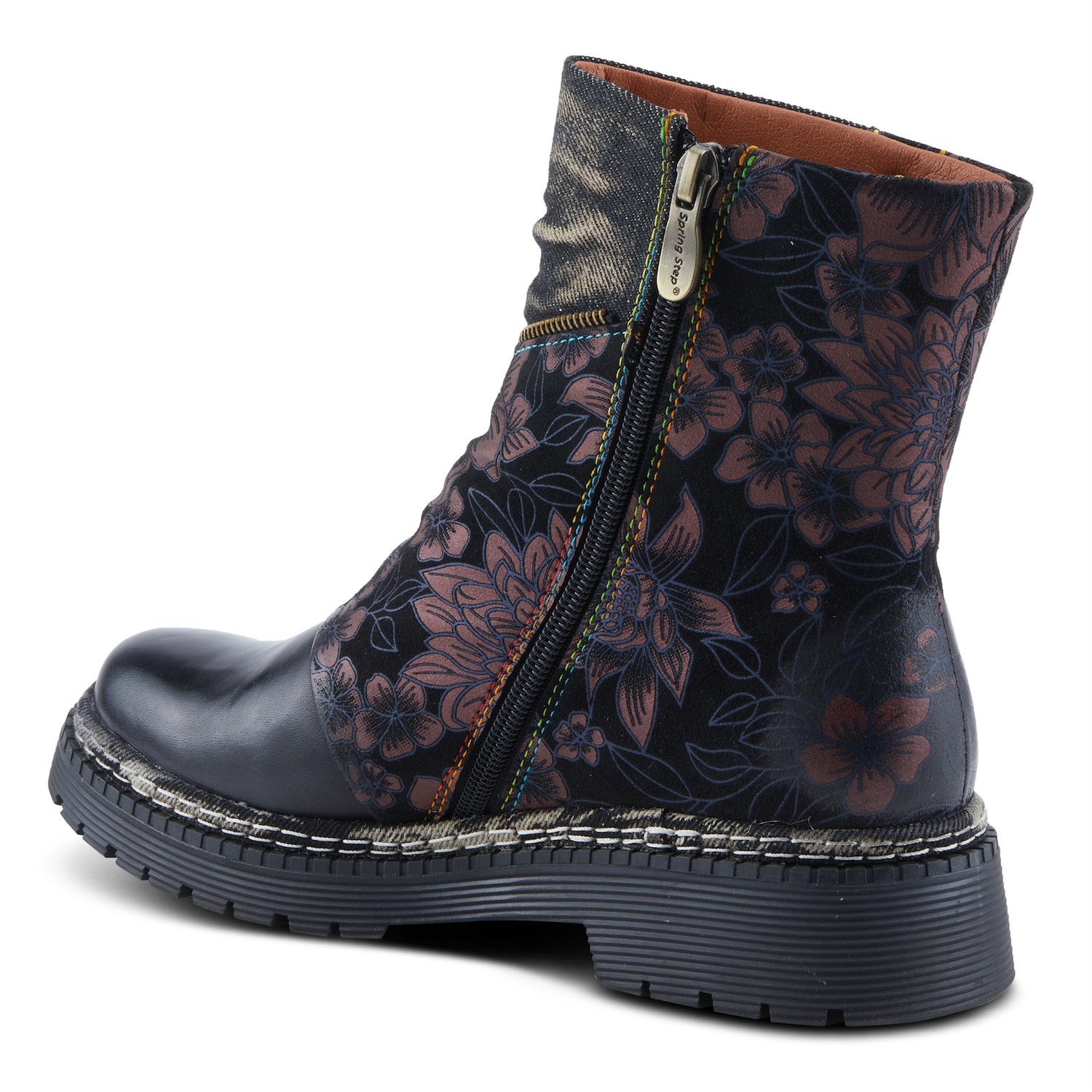 AvrilRose Zipper Boot in Black Multi