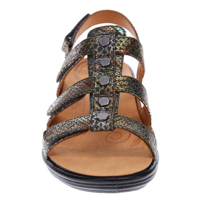 Toledo Gladiator Sandal in Peacock Python Leather CLOSEOUTS
