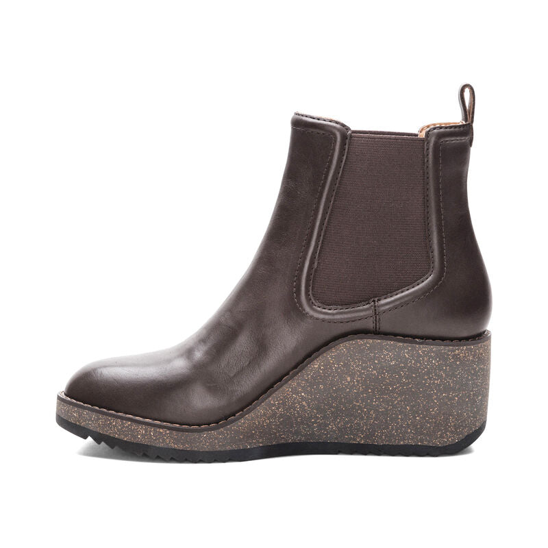 Dawn Wedge Chelsea Boot in Dark Brown