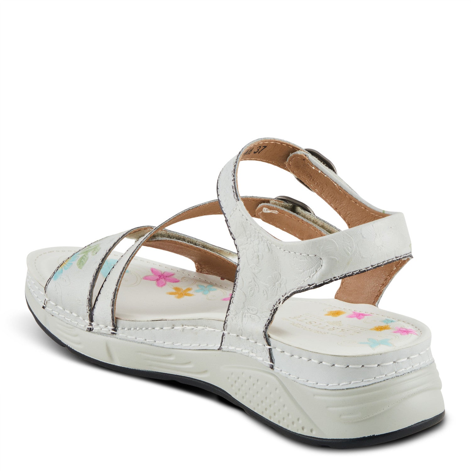 Anneka Refreshing Tri-Strap adjustable sandal in White Multi