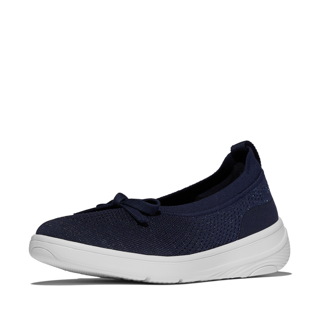 Super-Q Knit Ballet Flats Mary Jane in Metallic Midnight Navy