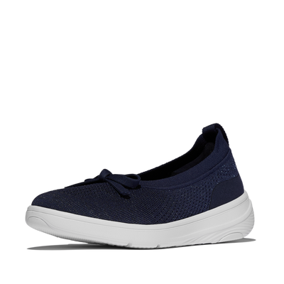 Super-Q Knit Ballet Flats Mary Jane in Metallic Midnight Navy