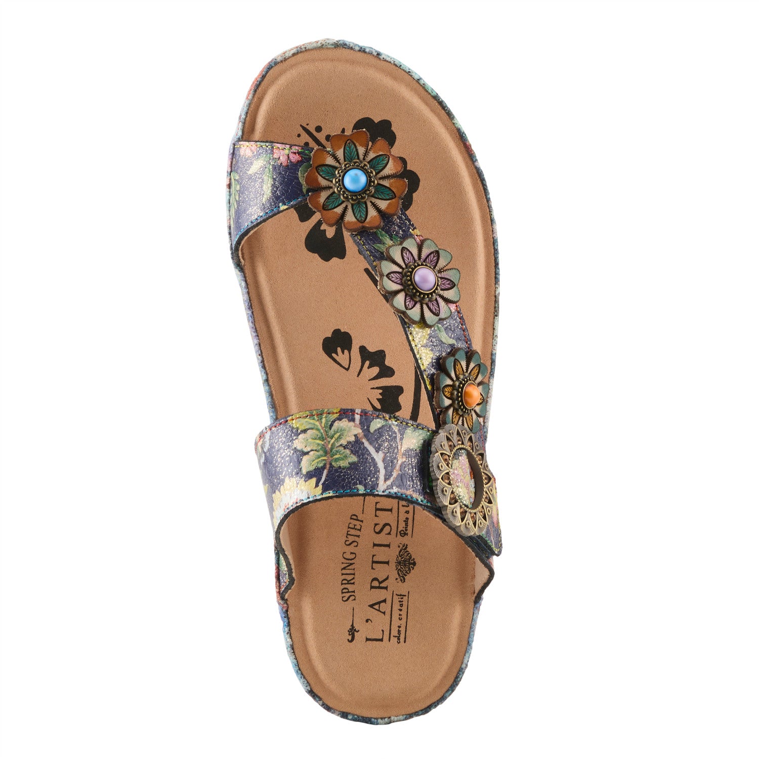 Blissbloom Blooming Wedge Sandal in Navy Multi