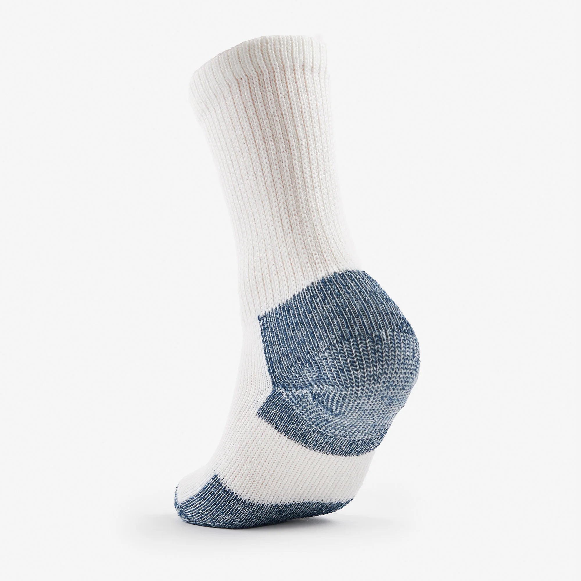 Unisex Maximum Padding Running Crew Sock in White and Navy