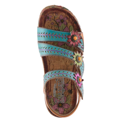 Anewtrio Hand Painted Strappy Sandal in Turquoise Multi