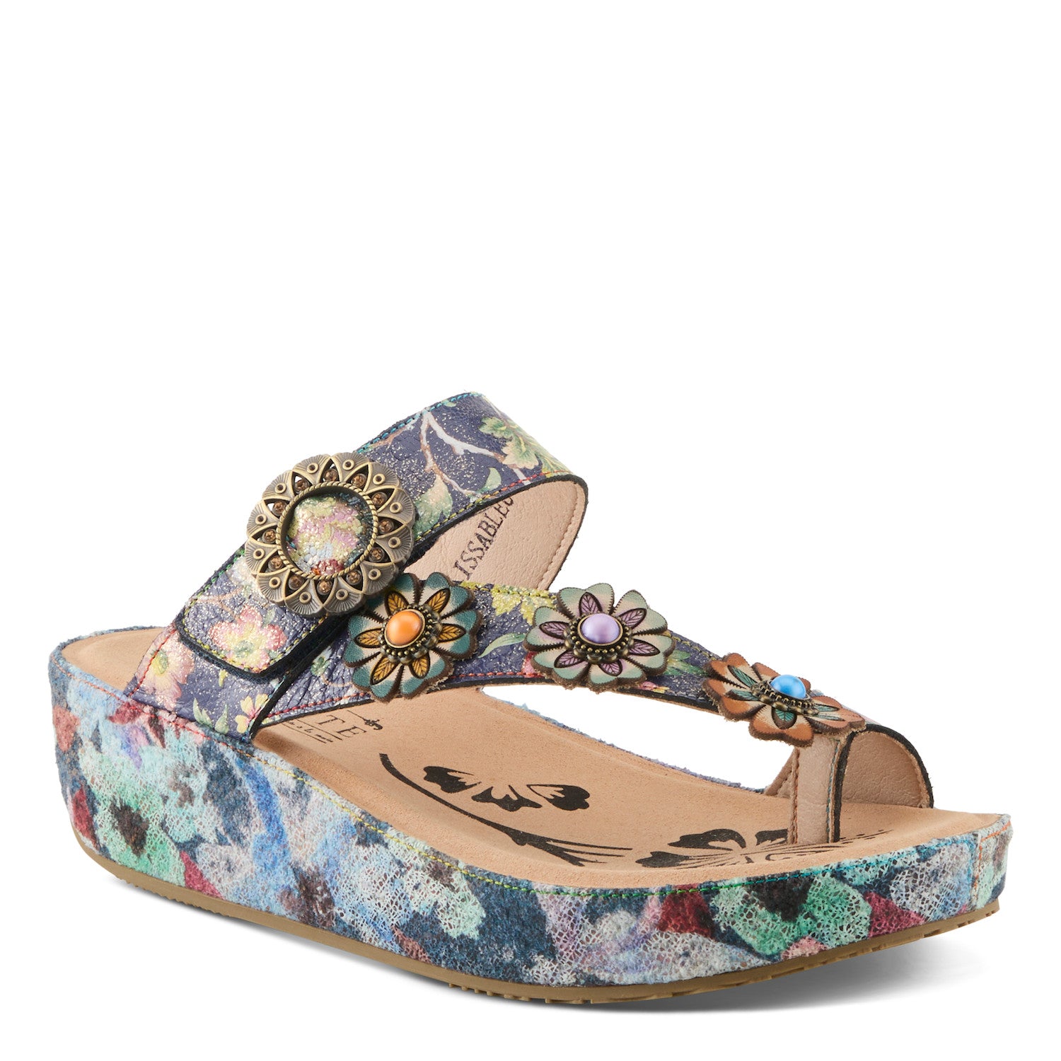 Blissbloom Blooming Wedge Sandal in Navy Multi