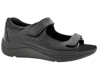 Women's Shasta Accommodative Walking Sandal DOUBLE WIDE in Black