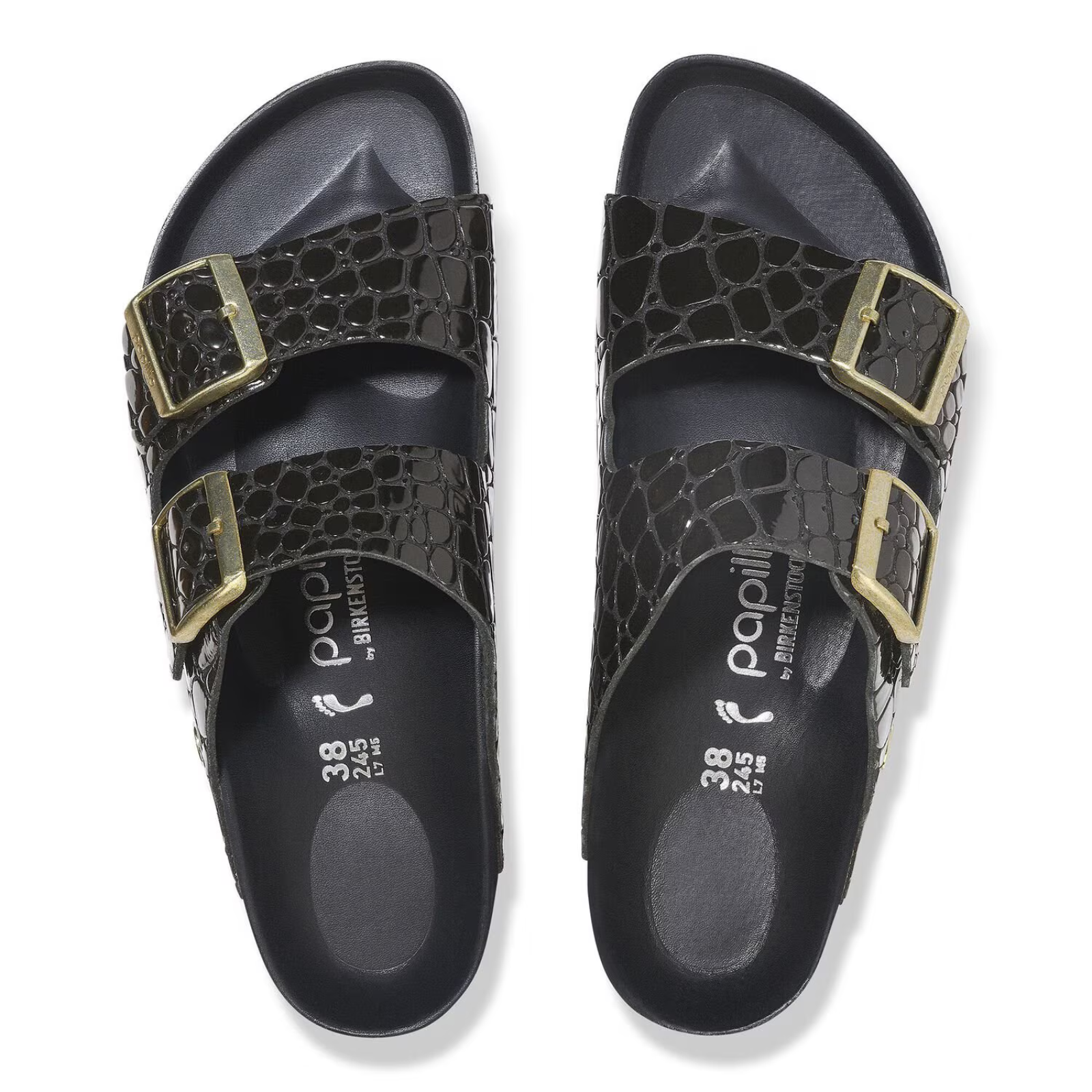 Arizona Platform Croc Patent Leather Black