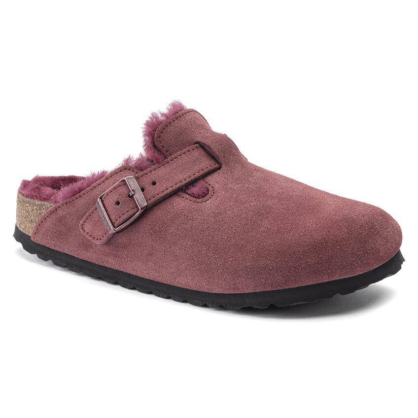 Boston Shearling Mule in Maroon