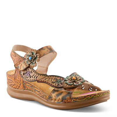 Script Enchanting Backstrap Sandal in Tan Multi
